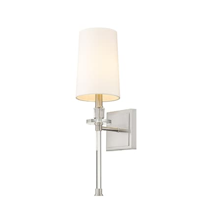Z-Lite Sophia 1 Light Wall Sconce, Brushed Nickel & White 803-1S-BN